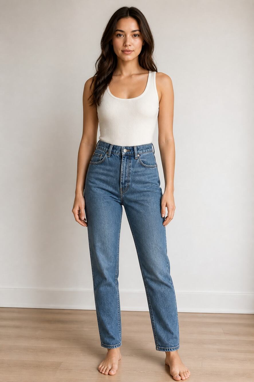 Bershka Denim Mom Jeans Size 6 Blue High Waist